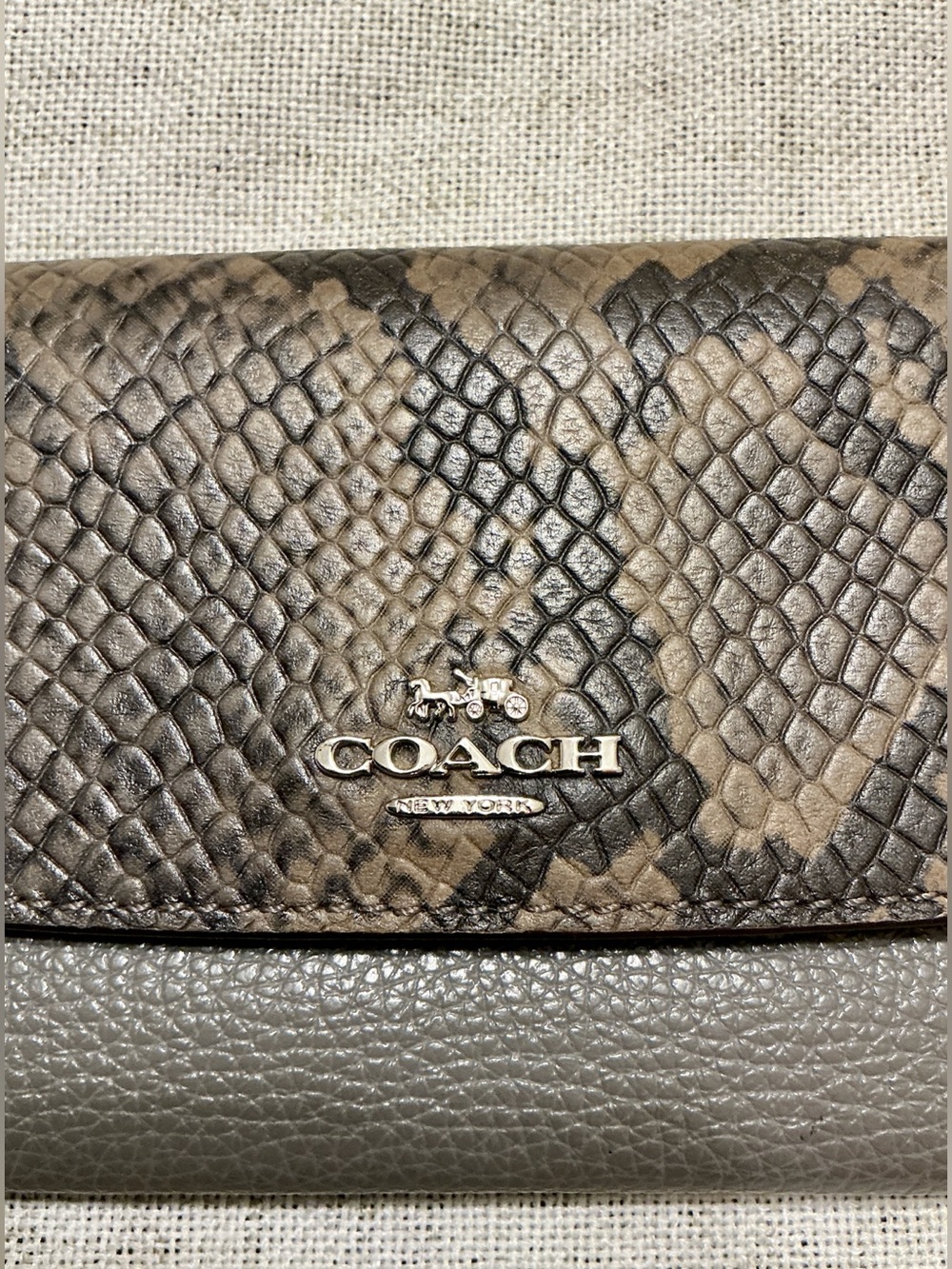 Coach Brown Snake-Print Leather Wallet - Picture 2 of 7
